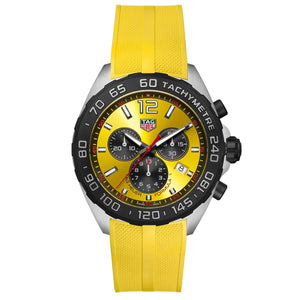 Tag Heuer Formula 1 Chronograph Yellow Dial Yellow Rubber Strap Watch for Men - CAZ101AM.FT8054 Authentic Buy Shop Now