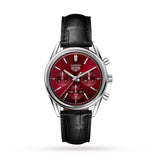 Tag Heuer Carrera Automatic Chronograph Red Dial Black Leather Strap Watch for Men - CBK221G.FC6479 Authentic Buy Shop Now