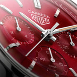 Tag Heuer Carrera Automatic Chronograph Red Dial Black Leather Strap Watch for Men - CBK221G.FC6479 Authentic Buy Shop Now