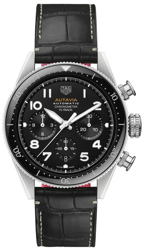 Tag Heuer Autavia Chronometer Flyback Automatic Chronograph Black Dial Black Leather Strap Watch for Men - CBE511A.FC8279 Authentic Buy Shop Now