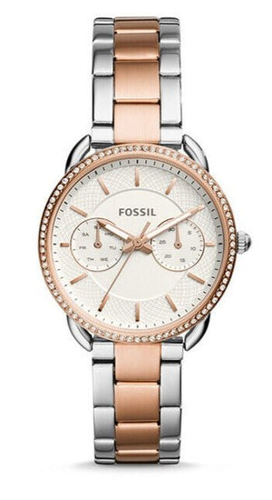 Fossil Tailor White Dial Two Tone Steel Strap Watch for Women - ES4396 Authentic Buy Shop Now