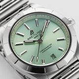 Breitling Chronomat Automatic 36 Green Dial Silver Steel Strap Watch for Women - A10380101L1A1 Authentic Buy Shop Now