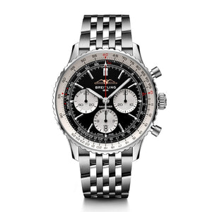 Breitling Navitimer B01 Chronograph 43 Black Dial Silver Steel Strap Watch for Men - AB0138211B1A1 Authentic Buy Shop Now