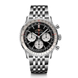 Breitling Navitimer B01 Chronograph 43 Black Dial Silver Steel Strap Watch for Men - AB0138211B1A1 Authentic Buy Shop Now