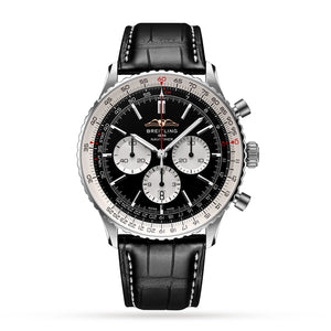 Breitling Navitimer B01 Chronograph 46 Black Dial Black Leather Strap Watch for Men - AB0137211B1P1 Authentic Buy Shop Now