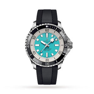Breitling Superocean Automatic 44 Turquoise Dial Black Rubber Strap Watch for Men - A17376211L2S1 Authentic Buy Shop Now