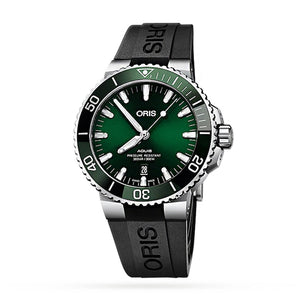 Oris Aquis Date Green Dial Black Rubber Strap Watch for Men - 0173377304157-0742464EB Authentic Buy Shop Now