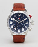 Tommy Hilfiger Trent Quartz Blue Dial Brown Leather Strap Watch for Men - 1791066 Authentic Buy Shop Now