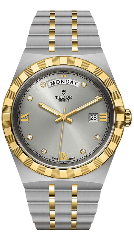 Tudor Royal Diamonds Automatic Grey Dial Two Tone Steel Strap Watch for Men - M28603-0002 Authentic Buy Shop Now