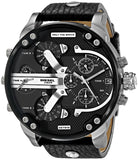 Diesel Mr Daddy Chronograph Black Dial Black Leather Strap Watch For Men - DZ7313 Authentic Buy Shop Now
