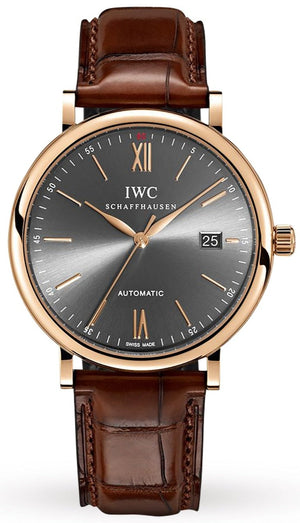 IWC Portofino Automatic Grey Dial Brown Leather Strap Watch for Men - IW356511 Authentic Buy Shop Now