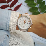 Tommy Hilfiger Blake Chronograph Silver Dial Pink Leather Strap Watch For Women - 1781906 Authentic Buy Shop Now