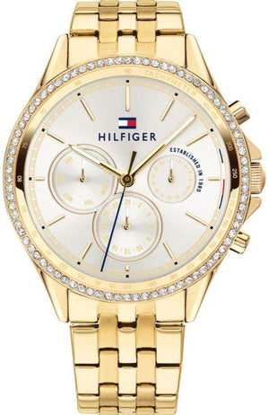 Tommy Hilfiger Ari Multifunction Diamonds Silver Dial Gold Steel Strap Watch for Women - 1781977 Authentic Buy Shop Now