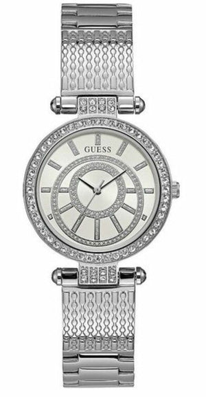 Guess Muse Quartz White Dial Silver Steel Strap Watch For Women - W1008l1 Authentic Buy Shop Now