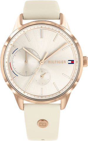 Tommy Hilfiger Brooke Quartz White Dial Cream Leather Strap Watch for Women - 1782022 Authentic Buy Shop Now