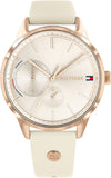 Tommy Hilfiger Brooke Quartz White Dial Cream Leather Strap Watch for Women - 1782022 Authentic Buy Shop Now