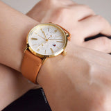 Tommy Hilfiger Jenna Quartz White Dial Brown Leather Strap Watch for Women - 1782073 Authentic Buy Shop Now