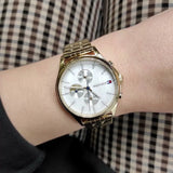 Tommy Hilfiger Whitney Chronograph Quartz Mother of Pearl White Dial Gold Steel Strap Watch For Women - 1782121 Authentic Buy Shop Now