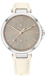 Tommy Hilfiger Angela Silver Dial Cream Leather Strap Watch for Women - 1782123 Authentic Buy Shop Now