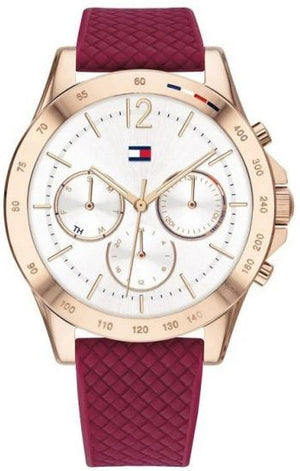Tommy Hilfiger Haven Quartz White Dial Red Rubber Strap Watch For Women - 1782200 Authentic Buy Shop Now
