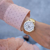 Tommy Hilfiger Carly White Dial Gold Steel Strap Watch for Women - 1781786 Authentic Buy Shop Now