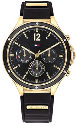 Tommy Hilfiger Eve Chronograph Quartz Black Dial Black Silicone Strap Watch For Women - 1782282 Authentic Buy Shop Now