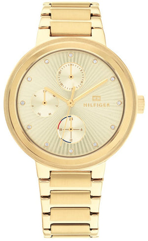 Tommy Hilfiger Joy Analog Gold Dial Gold Steel Strap Watch For Women - 1782536 Authentic Buy Shop Now