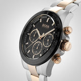 Hugo Boss Here Chronograph Black Dial Two Tone Steel Strap Watch for Men - 1513757 Authentic Buy Shop Now