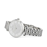 Emporio Armani Gianni T Bar White Crystal Pave Dial Silver Stainless Steel Strap Watch For Women - AR1925 Authentic Buy Shop Now
