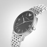 Emporio Armani Kappa Black Dial Silver Steel Strap Watch For Men - AR11152 Authentic Buy Shop Now