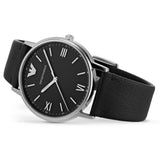 Emporio Armani Kappa Analog Quartz Black Dial Black Leather Strap Watch For Men - AR11013 Authentic Buy Shop Now
