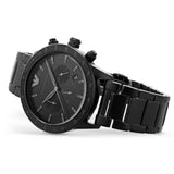 Emporio Armani Mario Chronograph Black Dial Black Steel Strap Watch For Men - AR11242 Authentic Buy Shop Now