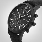 Emporio Armani Renato Chronograph Black Dial Black Nylon Strap Watch For Men - AR11457 Authentic Buy Shop Now