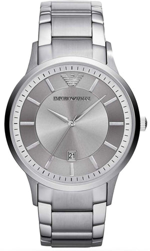 Emporio Armani Renato Quartz Silver Dial Silver Steel Strap Watch For Men - AR11189 Authentic Buy Shop Now