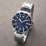 Emporio Armani Diver Quartz Blue Dial Silver Steel Strap Watch For Men - AR11339 Authentic Buy Shop Now