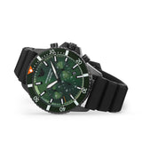 Emporio Armani Diver Chronograph Quartz Green Dial Black Silicon Strap Watch For Men - AR11463 Authentic Buy Shop Now