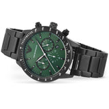 Emporio Armani Mario Chronograph Green Dial Black Steel Strap Watch For Men - AR11472 Authentic Buy Shop Now