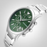 Emporio Armani Renato Chronograph Green Dial Silver Steel Strap Watch For Men - AR11507 Authentic Buy Shop Now