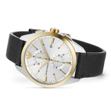 Emporio Armani Claudio Chronograph Silver Dial Black Leather Strap Watch For Men - AR11498 Authentic Buy Shop Now