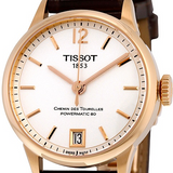 Tissot Chemin Des Tourelles Powermatic 80 Lady Silver Dial Brown Leather Strap Watch For Women - T099.207.36.037.00 Authentic Buy Shop Now