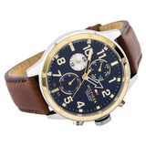 Tommy Hilfiger Sport Multifunction Blue Dial Brown Leather Strap Watch for Men - 1791137 Authentic Buy Shop Now
