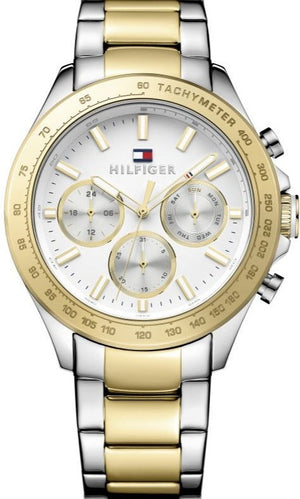 Tommy Hilfiger Hudson Chronograph White Dial Two Tone Steel Strap Watch For Men - 1791226 Authentic Buy Shop Now