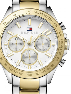 Tommy Hilfiger Hudson Chronograph White Dial Two Tone Steel Strap Watch For Men - 1791226 Authentic Buy Shop Now