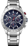 Tommy Hilfiger Hudson Chronograph Quartz Blue Dial Silver Steel Strap Watch For Men - 1791228 Authentic Buy Shop Now