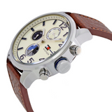 Tommy Hilfiger Jackson Multi-Function Silver Dial Brown Leather Strap Watch for Men - 1791239 Authentic Buy Shop Now