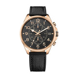 Tommy Hilfiger Dean Chronograph Quartz Black Dial Black Leather Strap Watch for Men - 1791273 Authentic Buy Shop Now