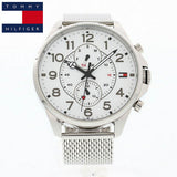 Tommy Hilfiger Dean Chronograph White Dial Silver Mesh Bracelet Watch for Men - 1791277 Authentic Buy Shop Now