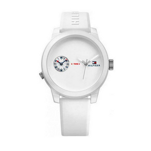 Tommy Hilfiger Denim White Dial White Rubber Strap Watch for Men - 1791324 Authentic Buy Shop Now