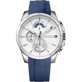 Tommy Hilfiger Decker Quartz White Dial Blue Rubber Strap Watch for Men - 1791349 Authentic Buy Shop Now
