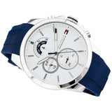 Tommy Hilfiger Decker Quartz White Dial Blue Rubber Strap Watch for Men - 1791349 Authentic Buy Shop Now